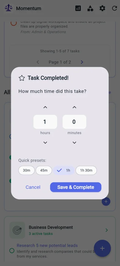 Momentum Time Tracking - Track productive hours for each task